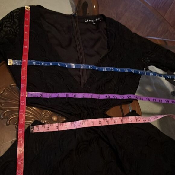 For Love And Lemons Black Cut Out Flared Cocktail Dress VNeck Long Sleeve Mini - Picture 15 of 15